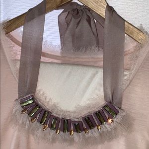 Jeweled tee with ribbon